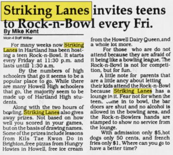 Striking Lanes (Tags Adventure Golf) - Jan 1993 Rock-N-Bowl For Kids (newer photo)